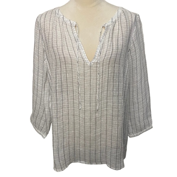 Eileen Fisher White Linen Sheer Lightweight Boho Wide Neck Box Top Blouse M - Picture 1 of 10
